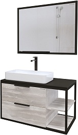 Grossman Мебель для ванной Лофт 90 подвесная шанико/черный – фотография-1